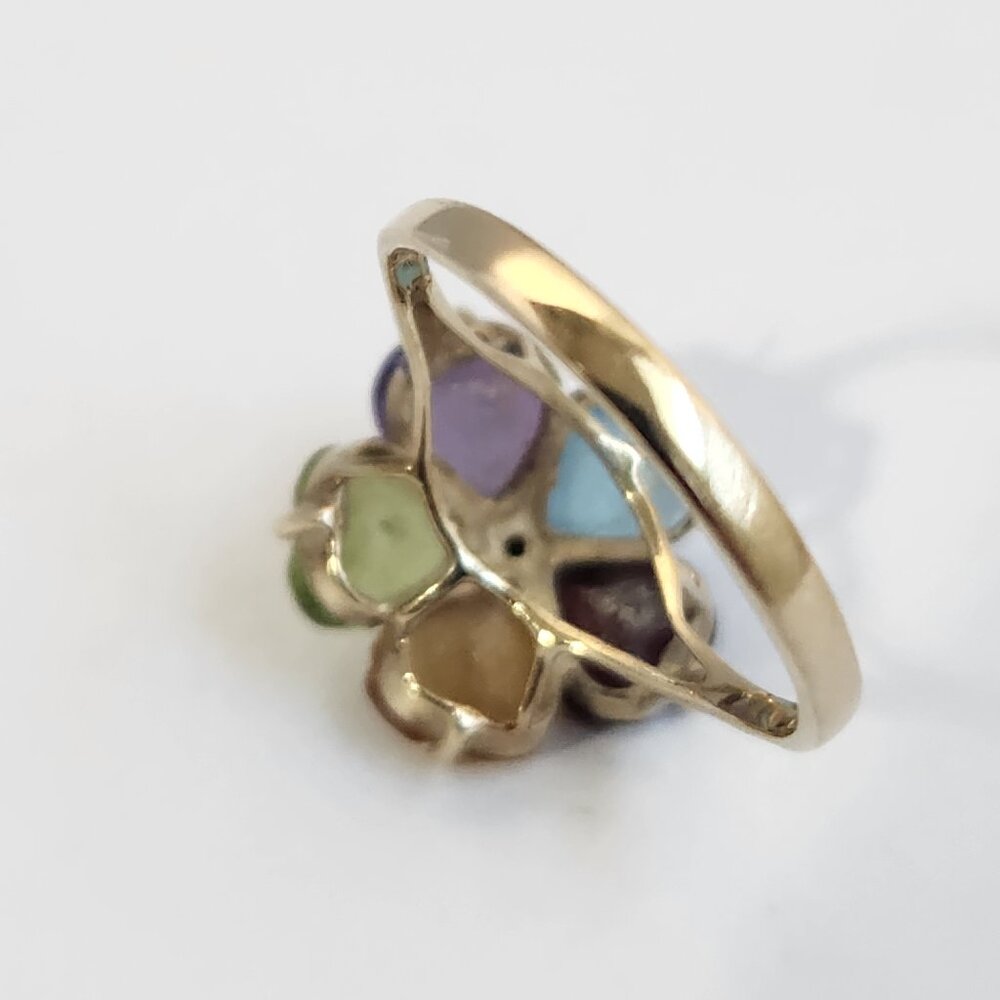1982 Diamond 14K Solid YG Heart Peridot Amethyst Garnet Topaz Citrine Ring Sz 7 - Picture 6 of 14